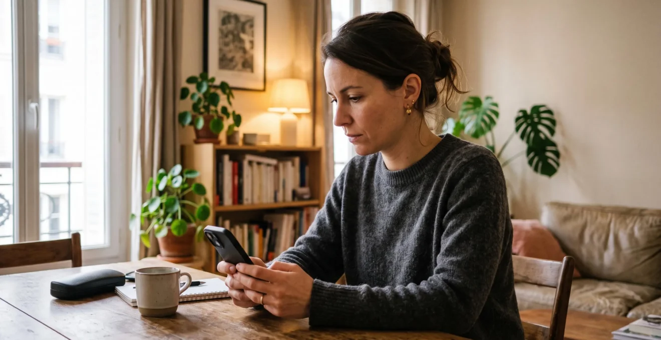 Une personne consulte son application bancaire mobile sur son smartphone.